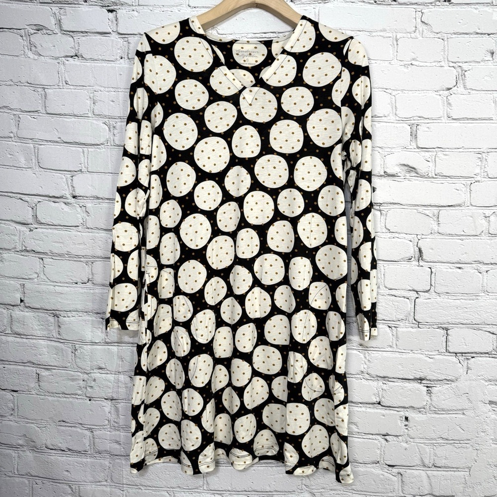 Gudrun Sjoden Lagenlook Dress S‎ Polka Dot Tunic Oversized Boho Pockets V Neck